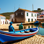 **

A fashion editorial featuring vibrant boats and simple clothing of fishermen in a small Portuguese village. Focus on the use of unexpected fabric textures in a surprising and innovative way that led to the image being featured on a magazine cover. The overall feel should convey authenticity and a fresh perspective on style.

**