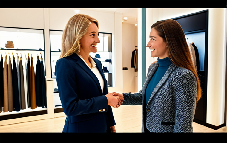 Personalized Fashion Consultation**
"A friendly sales associate, fully clothed in professional attire, assisting a woman in a boutique, offering fashion advice, appropriate content, safe for work, perfect anatomy, natural proportions, warm lighting, modern interior design, focus on customer service and personalized attention, modest clothing, family-friendly."
**