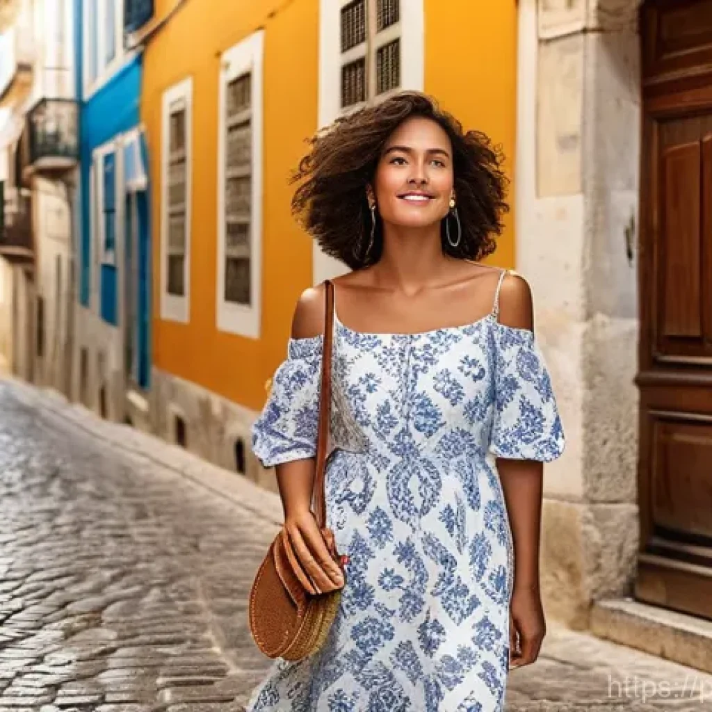 패션 코디네이터의 하루 일과 - **Prompt 1: Alfama Elegance**
    A stylish young woman in her mid-20s, walking confidently on a cha...