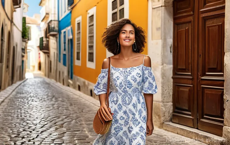 패션 코디네이터의 하루 일과 - **Prompt 1: Alfama Elegance**
    A stylish young woman in her mid-20s, walking confidently on a cha...