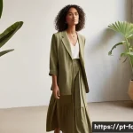 패션 코디네이터가 추천하는 최신 코디 기술 - **Prompt:** A young woman, exuding serene confidence, walking through a sun-drenched, minimalist arc...