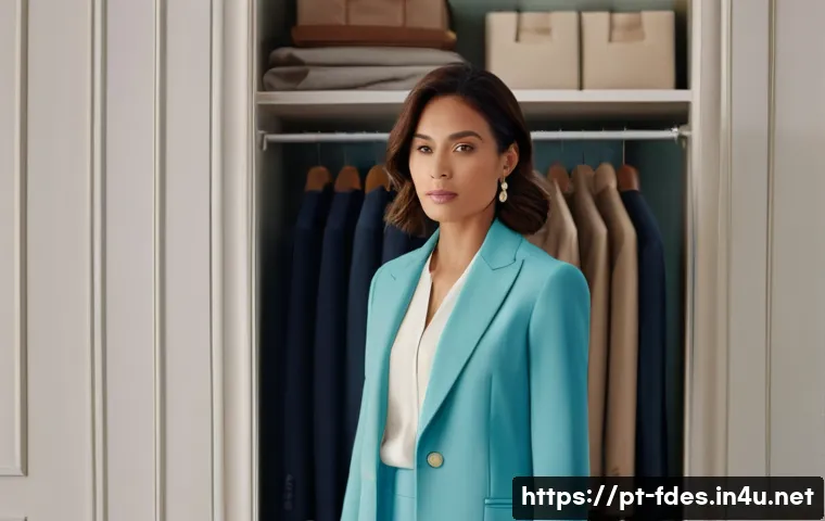 패션 코디네이터의 전문적인 코칭 사례 - **Prompt:** A woman, in her late 30s, stands thoughtfully in a beautifully organized yet personal dr...