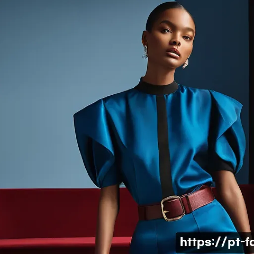 패션 코디네이터 실무 활용 사례 - A sophisticated fashion editorial scene featuring a model wearing a mix of silk, leather, and cotton...
