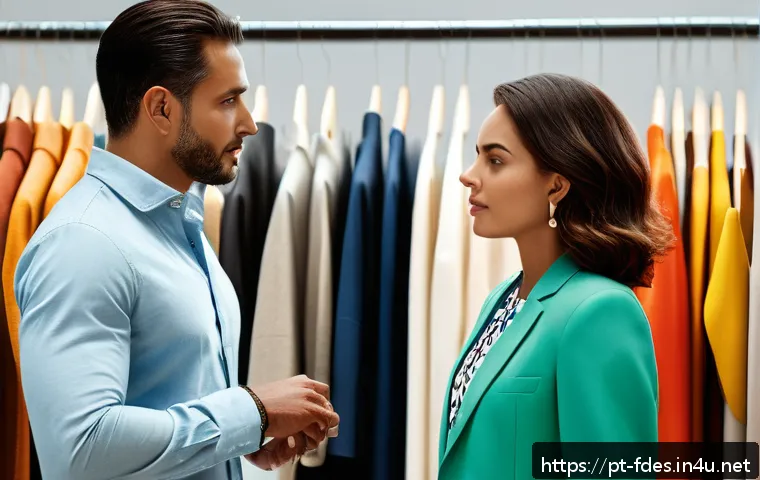 패션 코디네이터의 전문적인 상담 스킬 - A stylish fashion consultant attentively listening and engaging in a personalized wardrobe consultat...